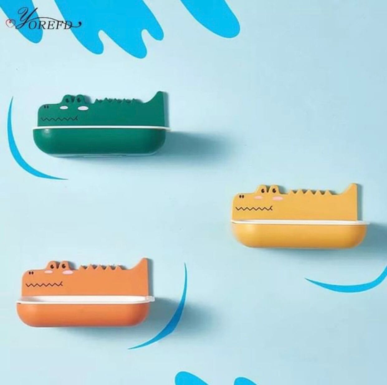 Cute Crocodile Double Layer Soap Holder, Self Draining Soap Box With Tray, Multifunctional Drain Soap And Sponge Holder Cute Crocodile Double Layer Soap Holder, Self Draining Soap Box With Tray, Multifunctional Drain Soap And Sponge Holder